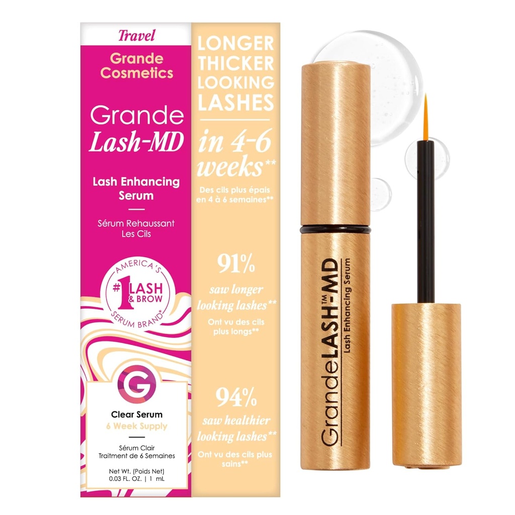 Grande Cosmetics GrandeLASH-MD Lash Enhancing Serum - Peptide & Vitamin Diinfused Formula untuk LonMula, Thicker, Fuller Looking Lashes - Ophtalmologist Test, Cruelty- Free