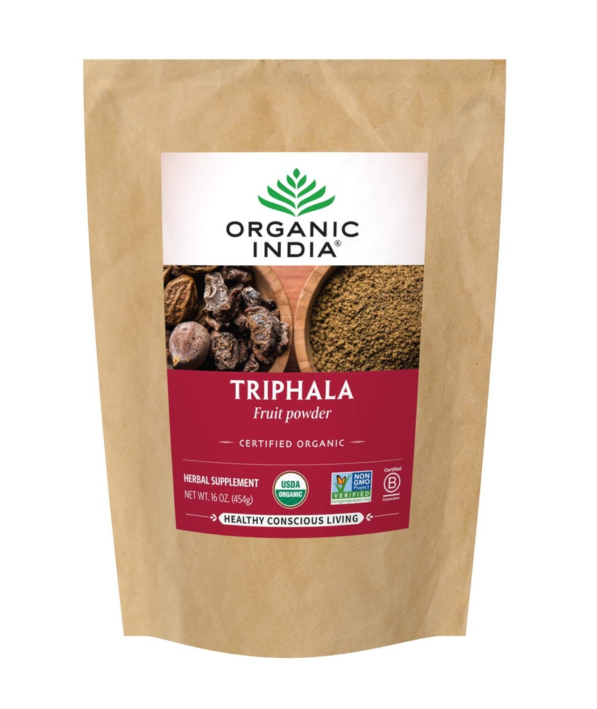 Triphala Organik India - Herbal Suplemen dengan Amla, Bibhitaki, Haritaki, Ditraffic & Colon Dukungan, Imune System Dukungan, Adaptogen, Vegan, USDA Certifikasi Organik - 1 Ibb Bag