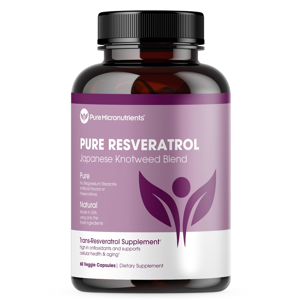 Suplemen Resveratrol murni - Ekstra Kekuatan 600mg Trans- Resveratrol Per Serve - untuk Hati, Kognitive, Dukungan Kesehatan Ammune - Purified & Biovailable - 60 Vegan Caps