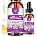 Kalsium Citrat 1000mg dengan Vitamin D3 untuk Women & Men - Liquid Calcium Magnesium Zinc D3 K3 untuk Bone, Teeth Support, Sugar Free, Vegan, Banana Flavor - 1 Fl Oz (2 Pack)