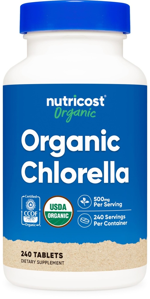 Nutricost Organic Chlorella 500mg, 240 Tablet-Gluten Free, Non- GMO