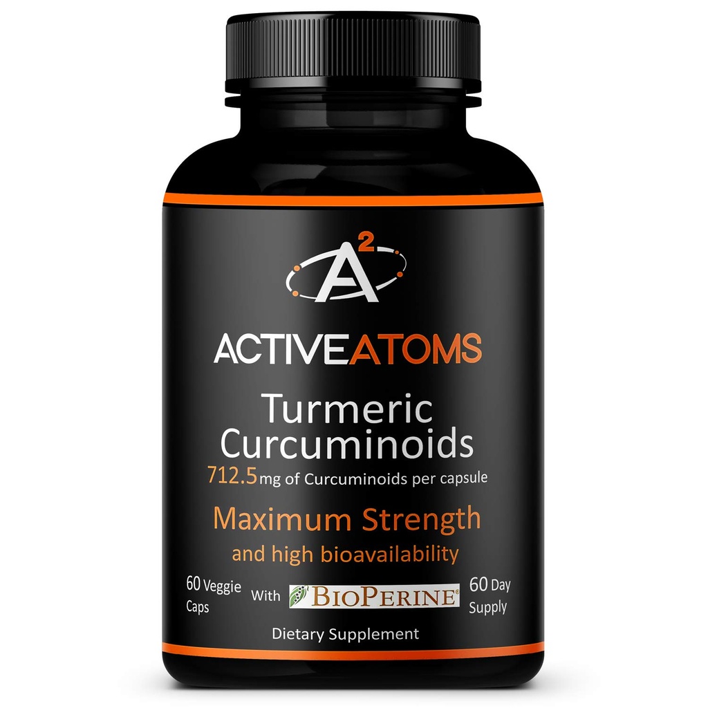Ekstraksi Atom Aktif Turmeric Ekstraksi, Ekstra Kekuatan dengan BioPerine wahyu Black Pepper 750 mg Turmeric Extract per Satu 00 "Capsule, Standardisasi 95% Curcuminoid, Non- GMO, 60 Veggie Capsules 60 Hari Supply