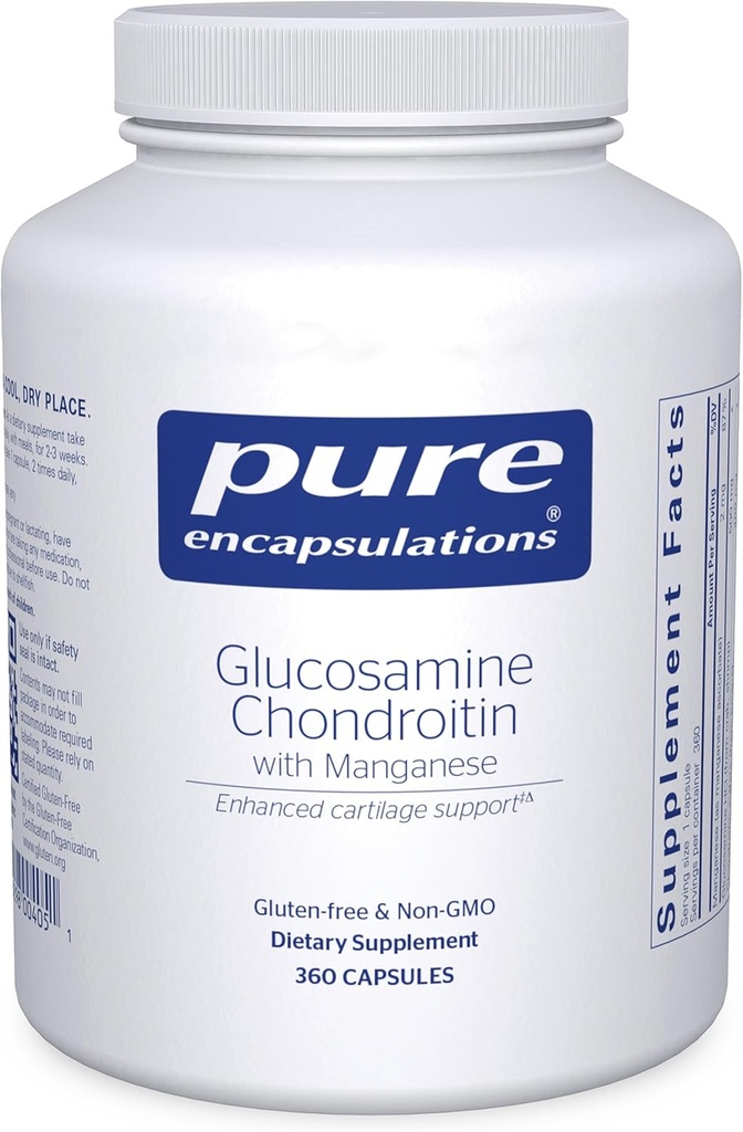 Pensediaan Murni Glucosamin Chondroitin dengan Manganese 124; Tambahan untuk Dukungan Bersama, Kenyamanan, Mobilitas, Integritas Cartilage dan Kesehatan, dan Konektor Terhubung * 124; 360 Kapsul