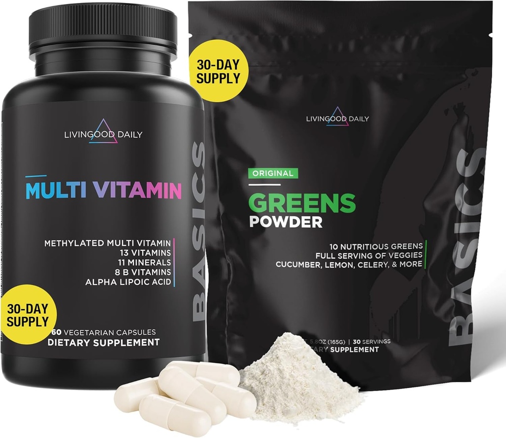 Livingood Daily Heart Valve Dukung Bundle - Multivitamin / Multimineral Plus Greens Powder untuk Well- Ballanced & Complete Nutronation Supplemen Heart Health