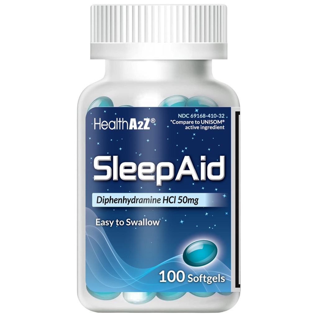 HealtA2Z Sleep Aid, Diphenhydramine Softgels, 50mg, Supports Deeper, Restful Sleeping, Non Habit-Forming (100 Counts)