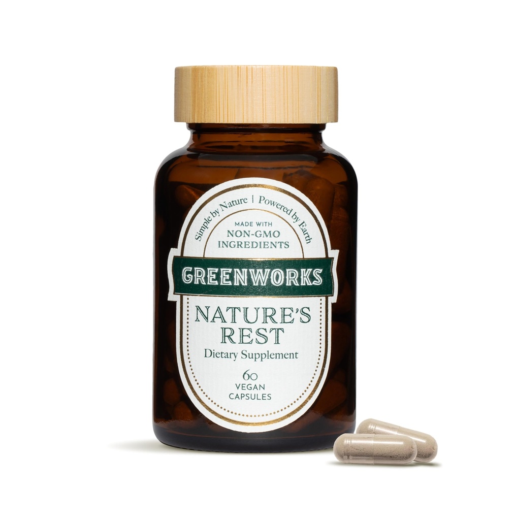 Greenworks Nature 's Extrainin Free Sleep Aid - Organic Herbal Suplement with Ashwagandha & Valerian Root - Vegan Kapsul, 60 Count.