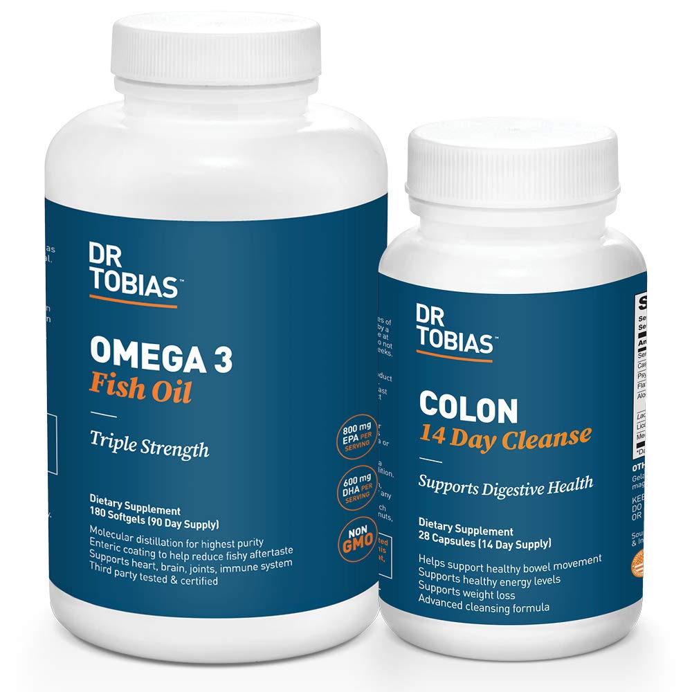 Dr. Tobias Omega 3 Fish Oil and Colon 14 Day Cleanse for Improved Ditraffic and Overall Health