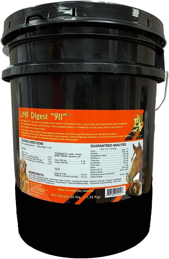 LMF Digest 911 "25 Pound prebiotic and probiotic Suplemen untuk Kuda, ruminants dan Pets