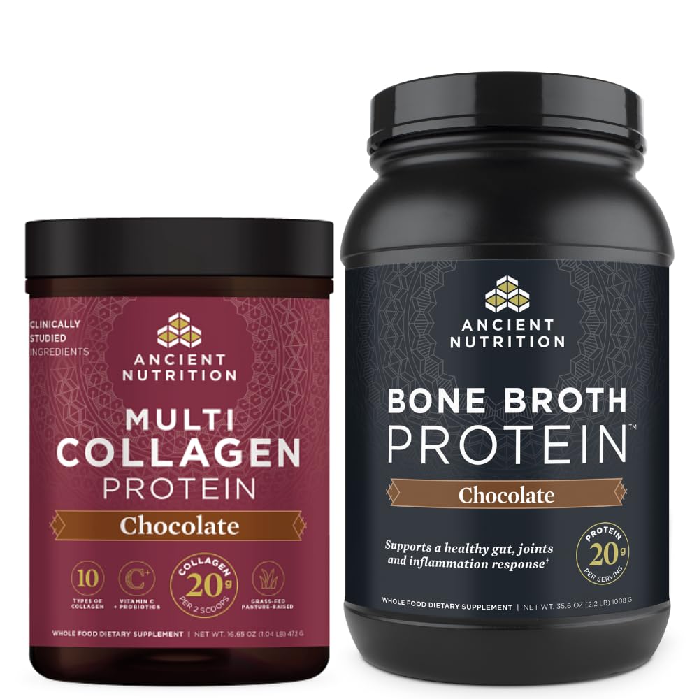 Nutrition Kuno Serbuk Protein Multi Collagen, Coklat, 40 Pelayan + Bone Broth Powder, Chocolate, 40 Servis