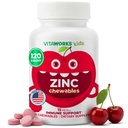 Kids Zinc 15mg Chewable Tablet - Natural Cherry Flavor - Vegan, Vegetarian, GMO-Free, Gluten Free, Nut Free Vitamins - Dietary Supplemen Imune - for Children - 120 Chewables