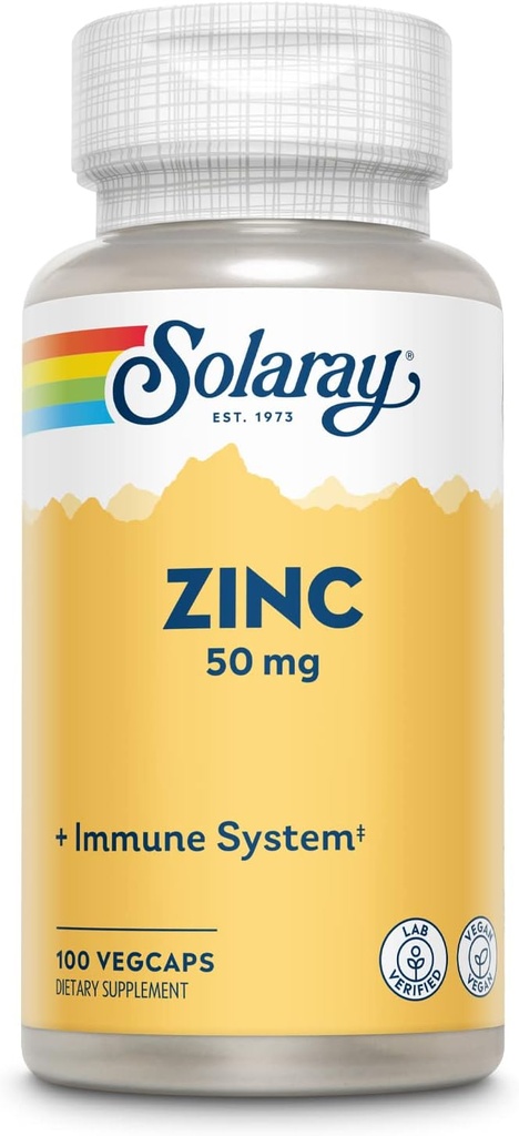 Zinc 50mg Solaray 100 Veg Cap-Pack 3
