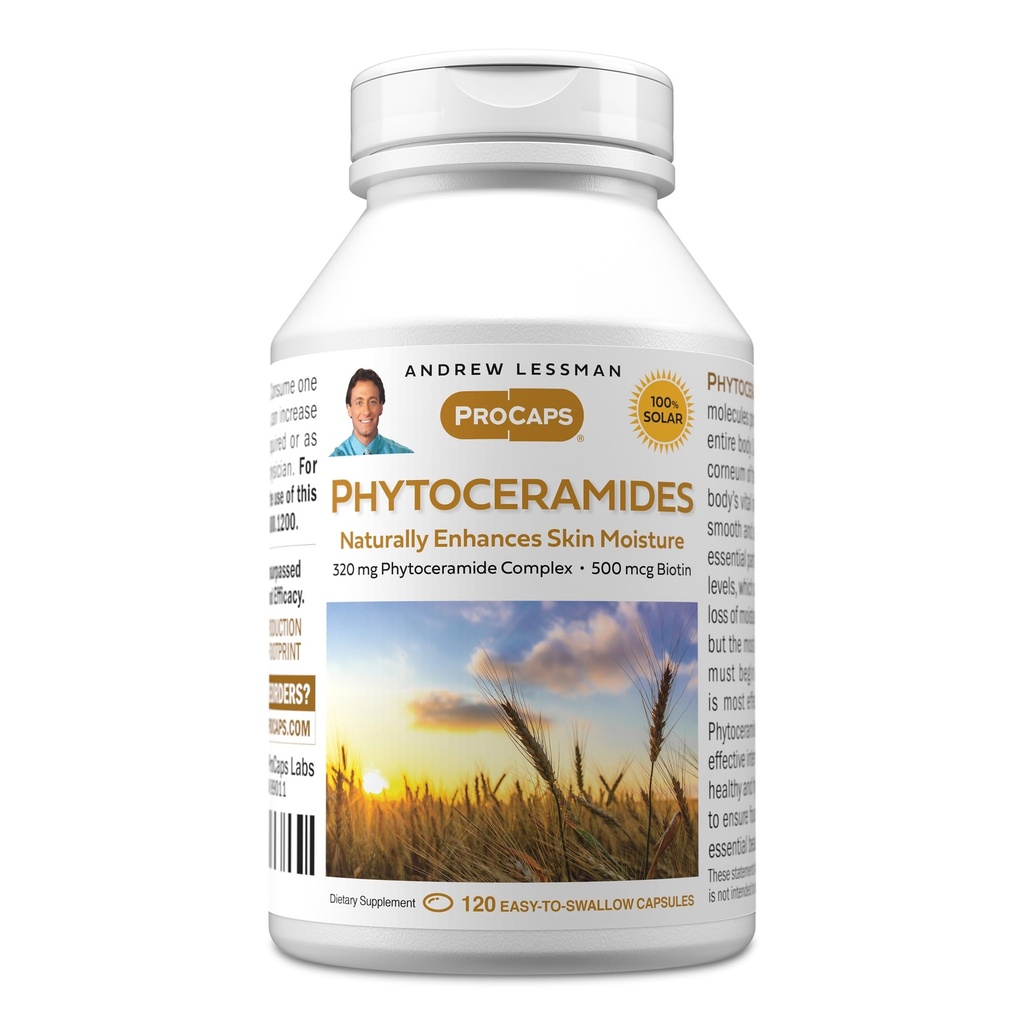 ANDREW Phytoceramides LESSMAN dengan Biotin 120 Softgels - Skin Vital Natural Internal Moisturizer. Tentu Enhances Lembut, Halus, Radian Skin. Tidak ada Addonist. Mudah untuk Swallow Softgels