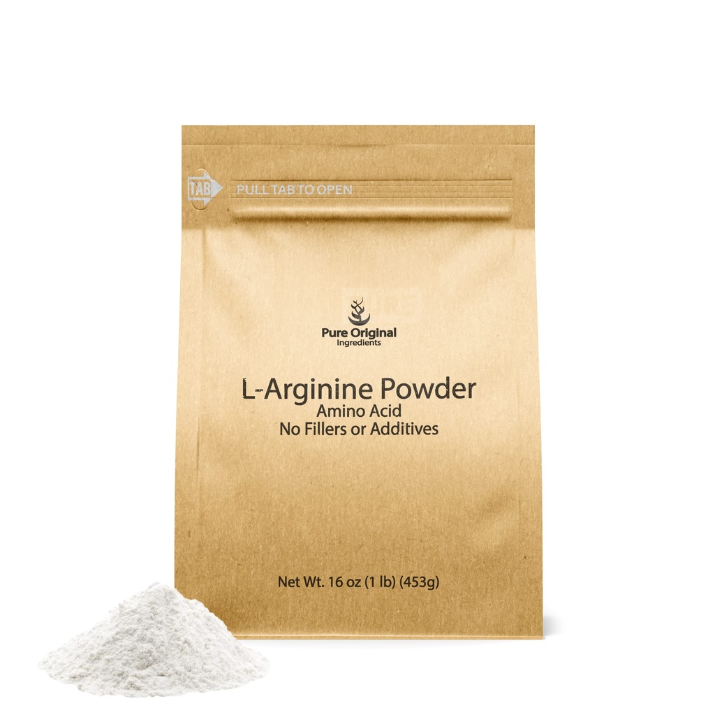 PURE ORIGINAL INGREDIENTS L- Arginine Powder (1 lb) Amino Acid, No Fillers, Dietary Supplemen