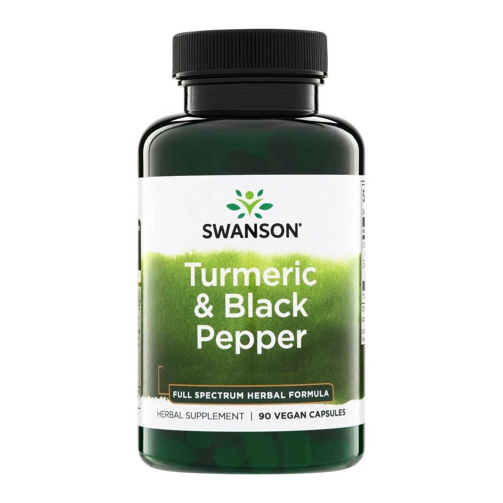 Swanson Premium - Turmeric & Black Pepper - Antioksidant, Ditraffic & Gabungan Dukungan - 90 Veg Caps (3 Pack)