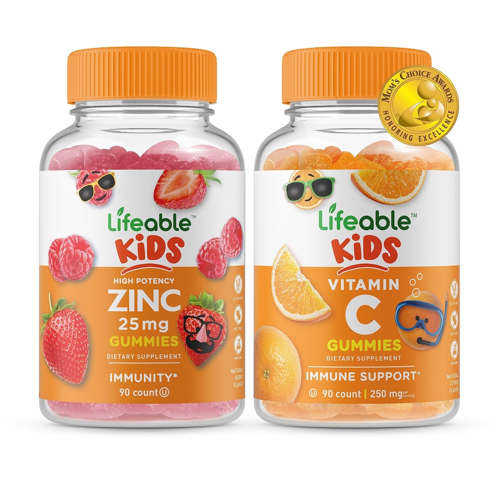 Lifeable Zinc 25mg Kids + Vitamin C Kids, Gummies Bundle