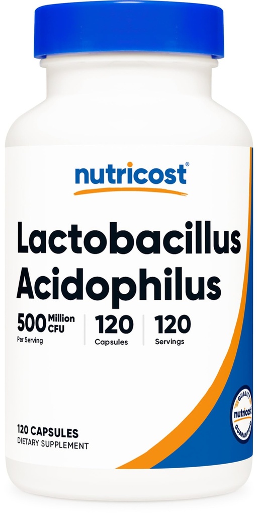 Nutricost Lacleillus Acigholilus 500 Juta CFU Per Serving (120 Capsules)