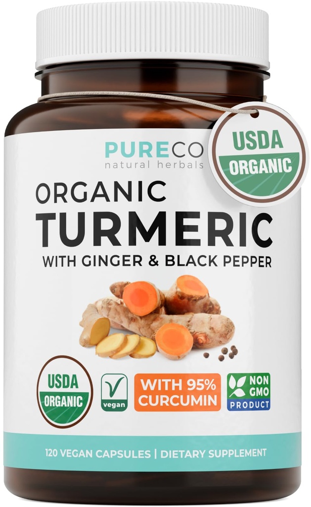 Suplemen: "Potency Organic Turcumin Capsules" dengan Ginger & Black Pepper untuk Enhanced Benefits dan Absorpsi - Vegan & Non-GMO (2 Bulan Suppply)
