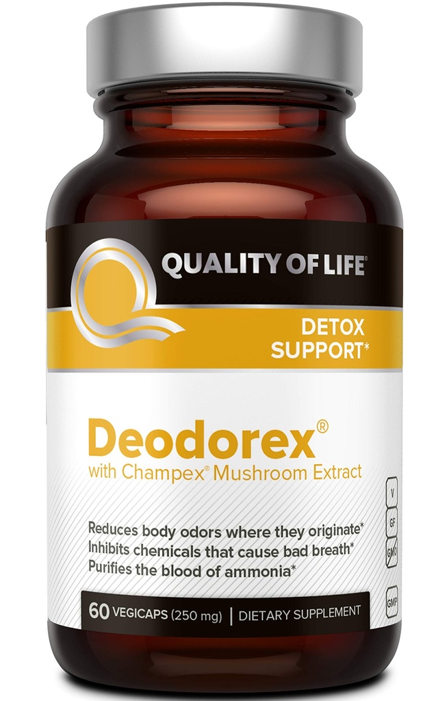 Kualitas Kehidupan - Detoksifikasi Dukungan - Fight Bad Breath dan Tubuh Odor - Deodorex - 60 Vegicaps