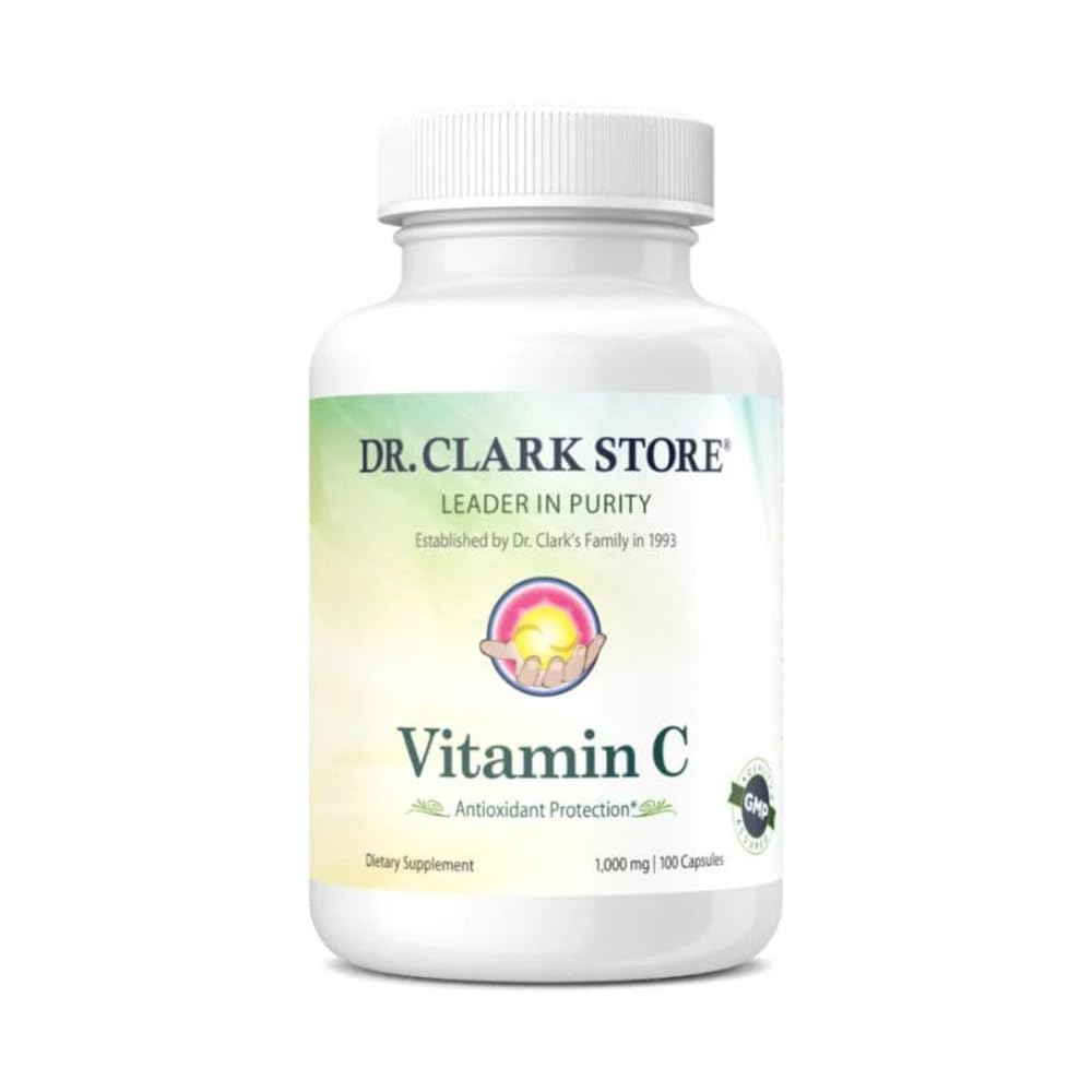 Dr. Clark Vitamin C Supplemen 1000mg - Gluten Free, Imunity Dukung, Powerantioxidant, Supports Brain Fungsi, Promotes Tissuls Formasi dan Repair, 100 Gelatin Capsules