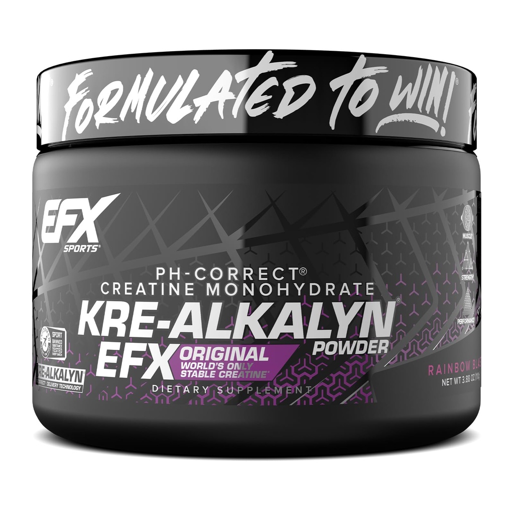 EFX Sports Kre-Alkalyn EFX Powder 124; pH Benar Creatine Monohydrate Application Adplement (Rainbow Blast)