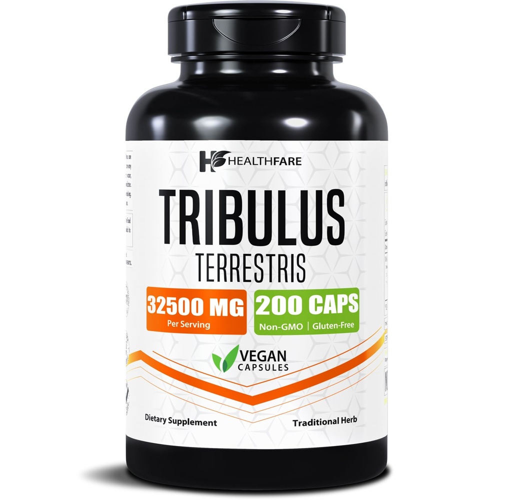 Tribulus Terrestris HealthFare untuk Pria & Women 124; 32.500mg Potency Extract Ultra Extract 124; 95% Saponins 124; 200 Capsules 124; Natural Strength, Energy & Stamina 124; Non-GMO, Gluten- Free, dibuat di AS