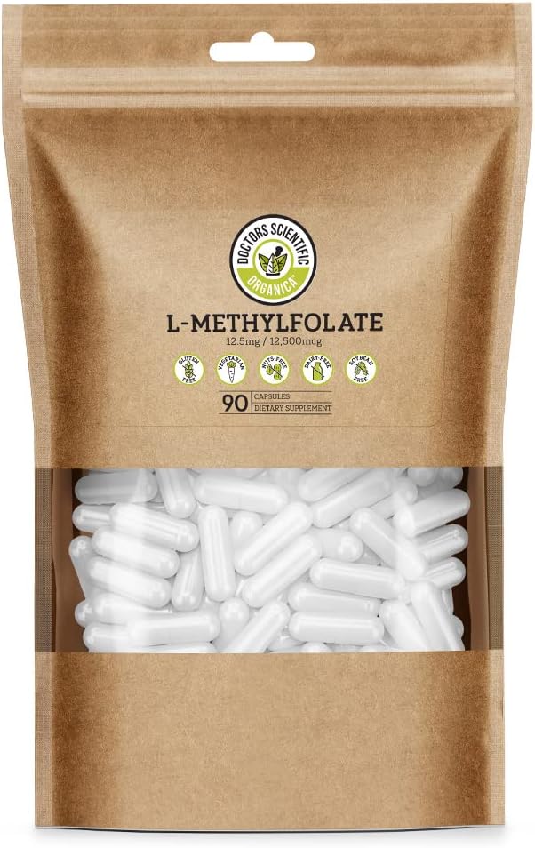 DSO L Methylfolat 12.5mg (5 MTHF Suplemen) - 90 Vegan Capsules (12,5 mg) - Aktif L Methyyl Flile Supplemen untuk Kendali Homocysteine - Folic Accid Vitamin - Eco- Frid Packaging