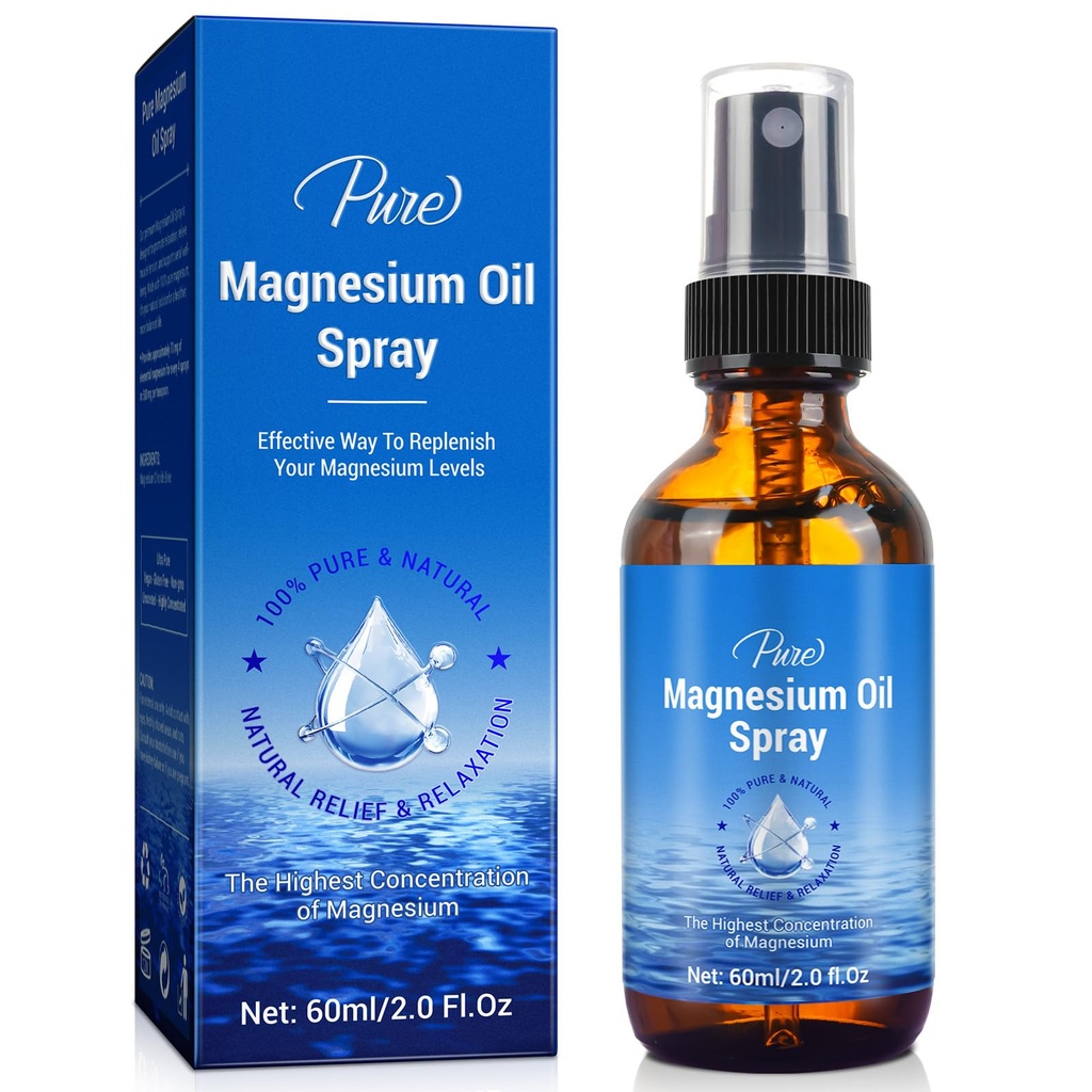 Magnesium Oil Spray-100% Organic Natural Magnesium Spray- Membenahi kulit - Mudah untuk Absorb dan Use- Glass Bottle 2 lf oz
