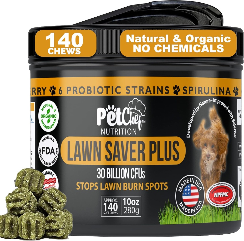 Pet Chef Lawn Saver, Soft Chew, Vegan Bacon! Canine Urine Yard Burn Stopper. Membangun Yards, Perlindungan Tanaman Kerusakan dan Membantu Tumbuh Kembali Yards. Prevents Yard Kerusakan Pee