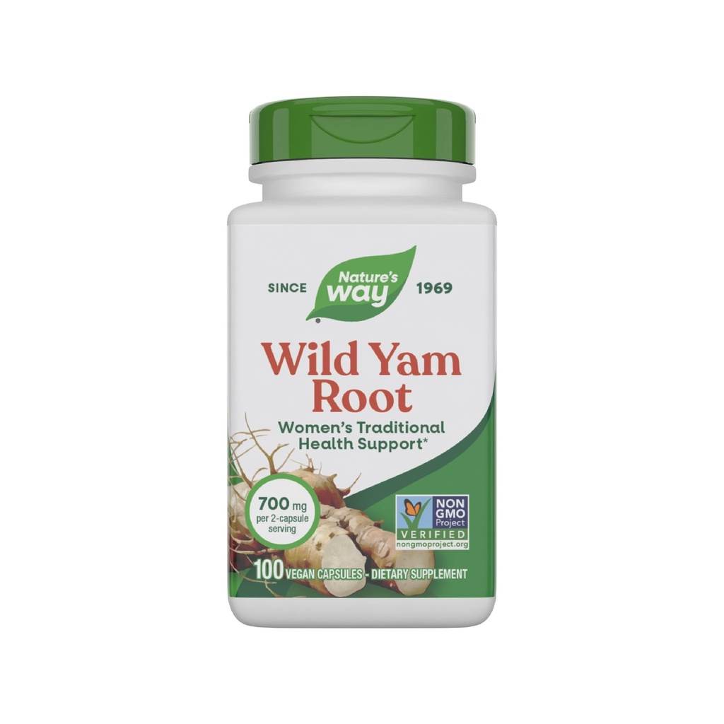 Nature 's Way Wild Yam Root Kapsules, Women' s Tradisional Health Support *, 700 mg per 2- Capsule Serving, Non-GMO Project Verified, 100 Vegan Capsules (Packaging May Vary)