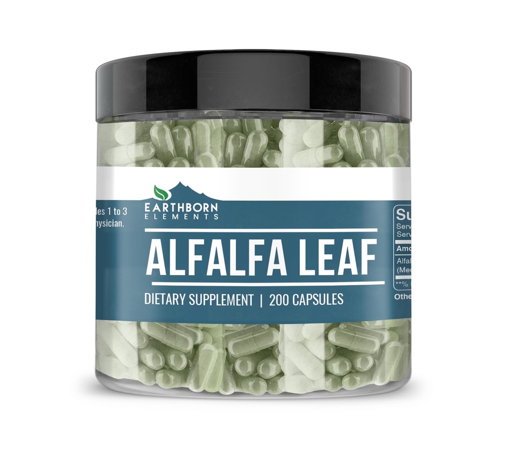 Elemen Terlahir di Bumi Alfalfa Leaf 200 Capsules, Murni & Undiluted, Tidak Ada Addonitives