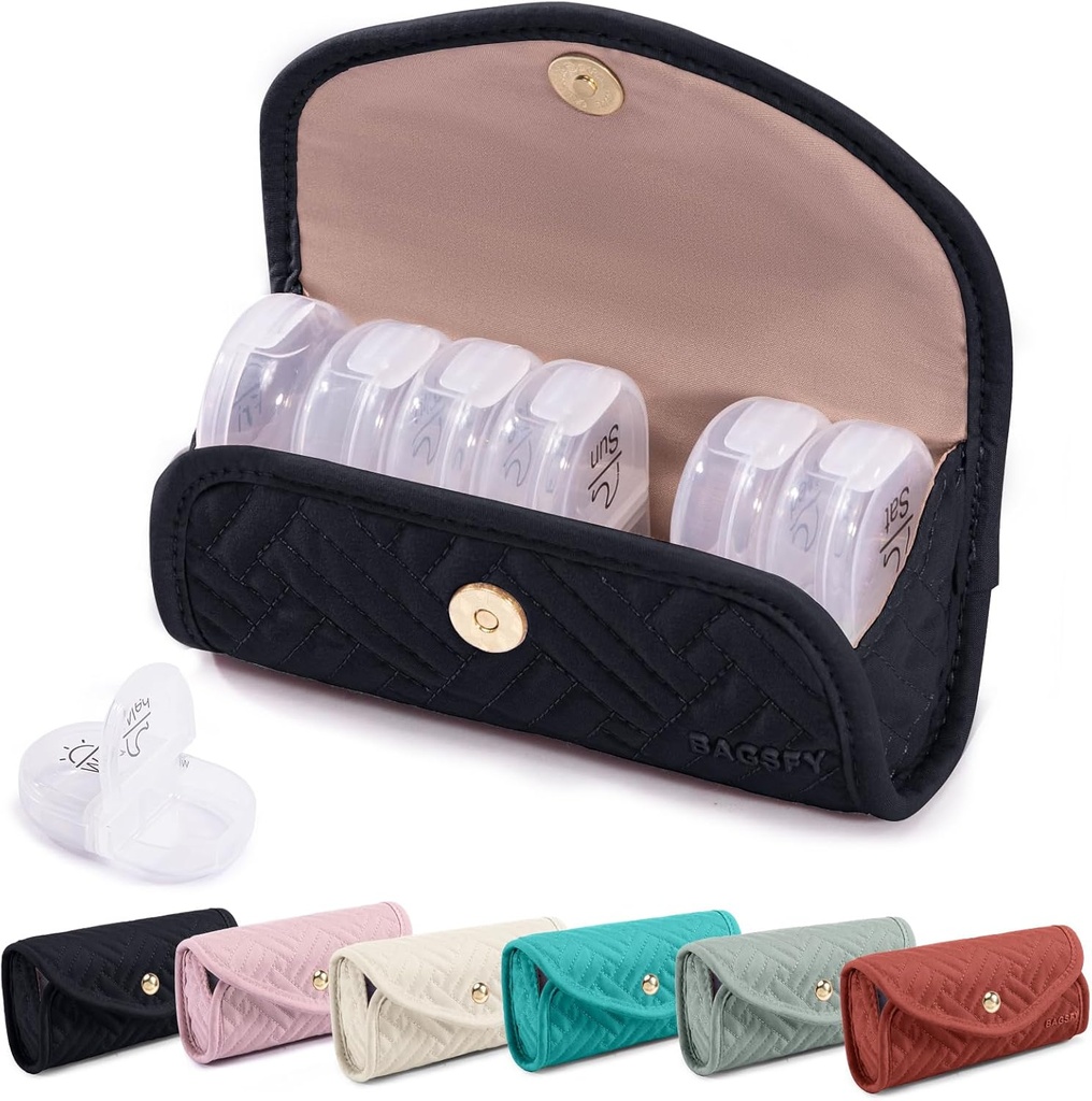 BAGSFY Weekly Pill Organizer 2 Kali sehari dalam Kasus Fibinc Pill Cute, Medicine Bag, AM PM Pill Box 7 Day, Portable Medication Case for Pills, Vitamin, Fish Oils, Suplemen.