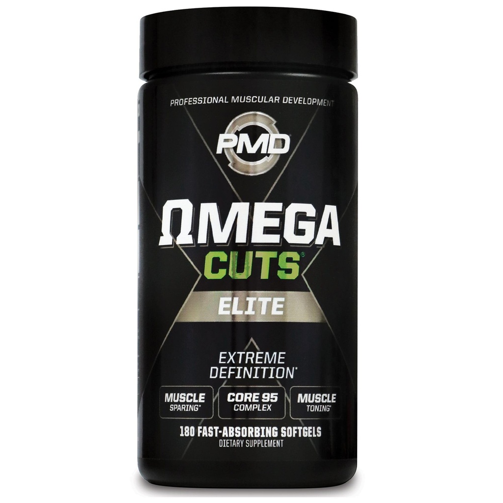 PMD Sports Omega Cuts Elite -Fat Loss- Muscle Defining Formula - Omega Fatty Acids, MCT dan CLA for Muscle Definition and Maintention - Keto Friendly For Women - Stimulant Free (180 Softgels)