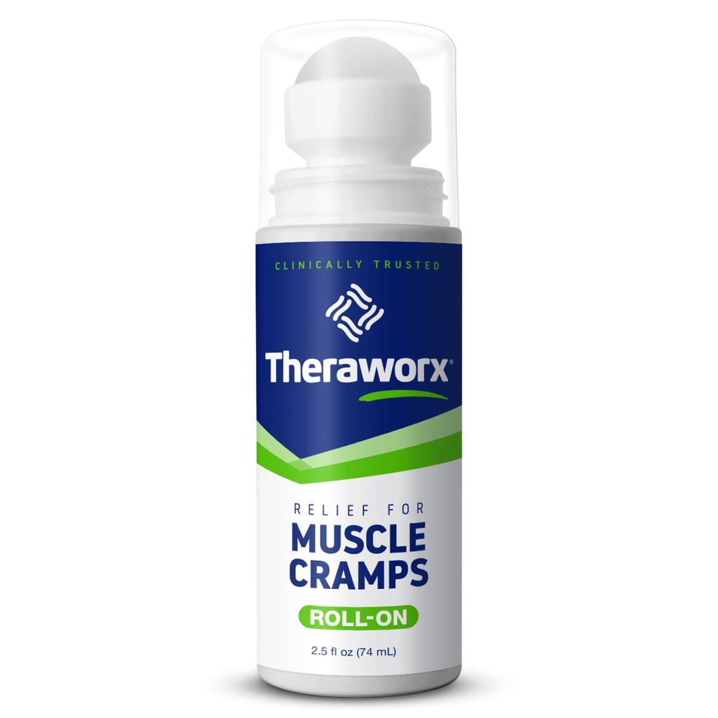 Relief Theraworx untuk Kram Otot Rolls-On Fast- Akting Spasm Otot, Soreness Leg dengan Magnesium Sulfate - 2,5 oz - 1 Count