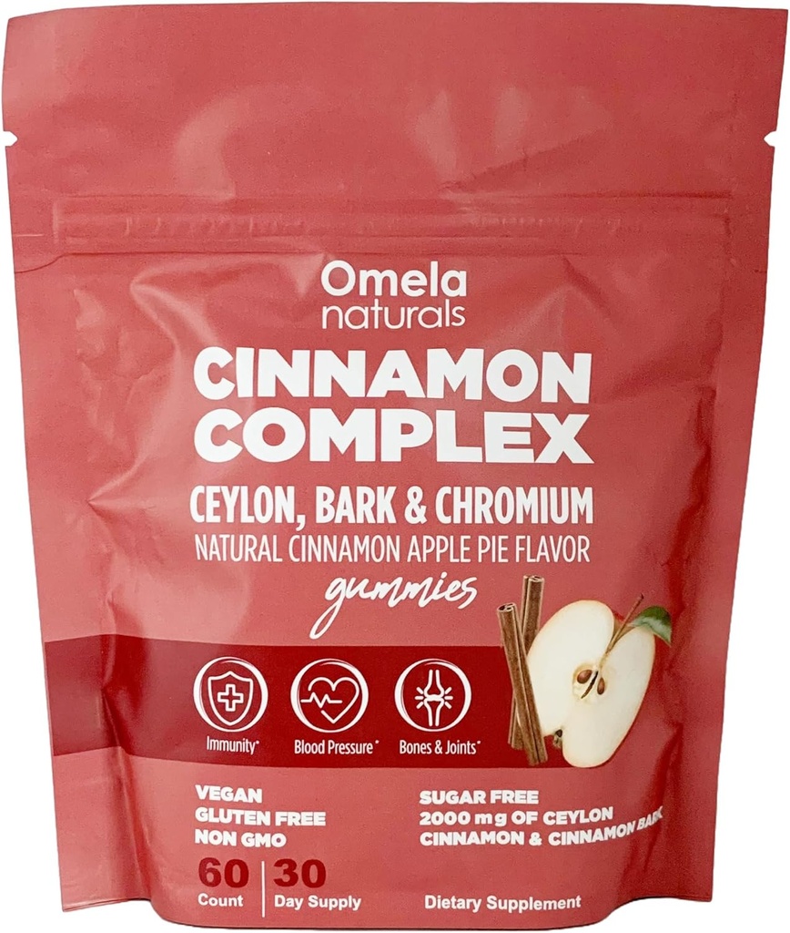Sugar-Free Ceylon Cinnamon Complex Apple Cinnamon Flavor 124; Sugarune Dukungan & Antioksidant Suplemen 124; 2000mg Cinnamon Komplex dengan Chromium 124; Vegan, Non-GMO, Gluten- Bebas 124; 60ct