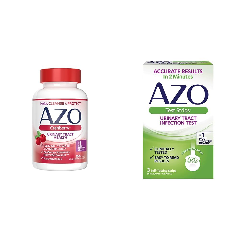 AZO Cranberry Tract Health Supplement & Urinary Trakte Infeksi (UTI) Test Strips, Hasil akurate dalam 2 Menit, secara klinis Diuji, Mudah untuk Baca Hasil, 3 Cacah