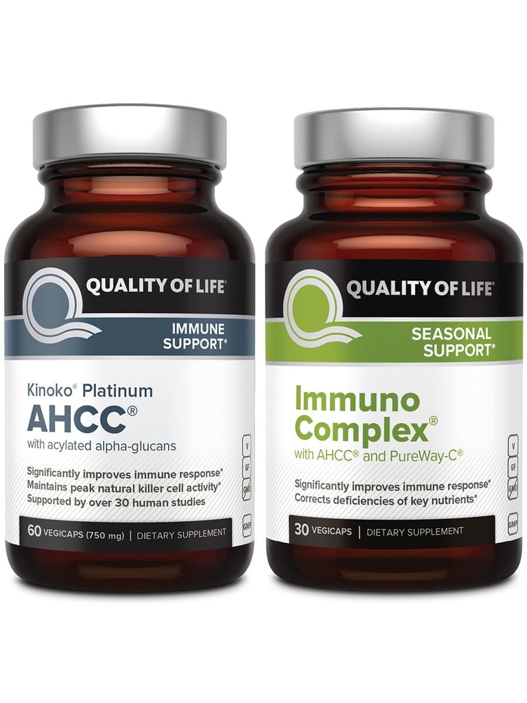 Kualitas Hidup AHCC Kinoko Platinum Mushroom Ekstrak dan Kompleks Immuno Menampilkan Vitamin C - Ultimate Immune Dukungan Bundle