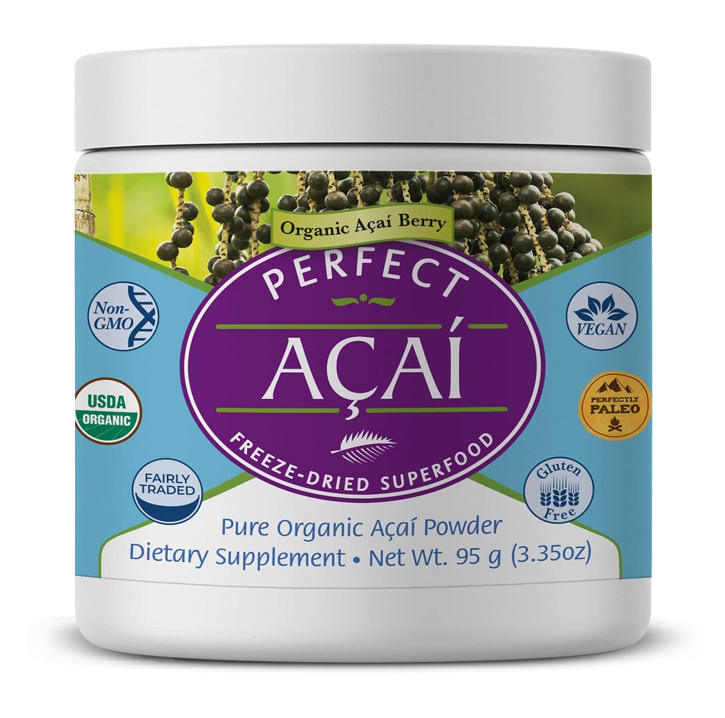 Suplemen Sempurna Acai Powder - 95 Grams - Murni Organik Freeze- Diried Acai Berry Superfood - kuat Antioksidants - Mendukung Sistem Imunitas