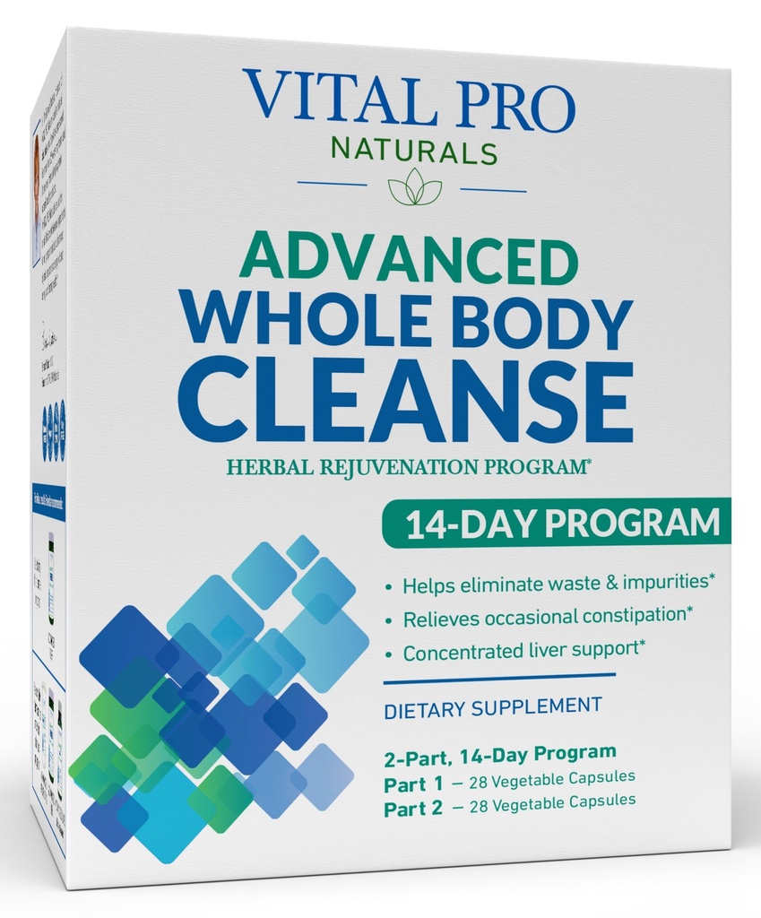 Vital Pro Communials - Advanced Whole Body Cleanse with Milk Thistle, Magnesium, Cape Aloe, and Herbs for Occational Constipation and Heally Elimination, 2- Bagian 14 Day Kit, 56 Capsules