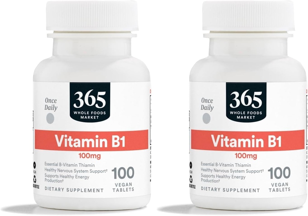365 oleh Whole Foods Market, Vitamin B1 100Mg, 100 Tablet (Paket 2)