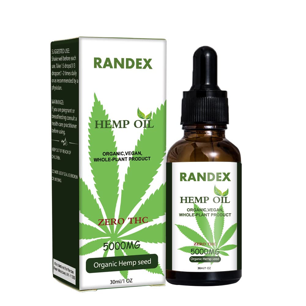 (2 Paket) 5000mg Cold- Tertekan Hemp Oil - Rich in Omega 3-6-9 - Natural Hemp Drops - Dibuat di USA