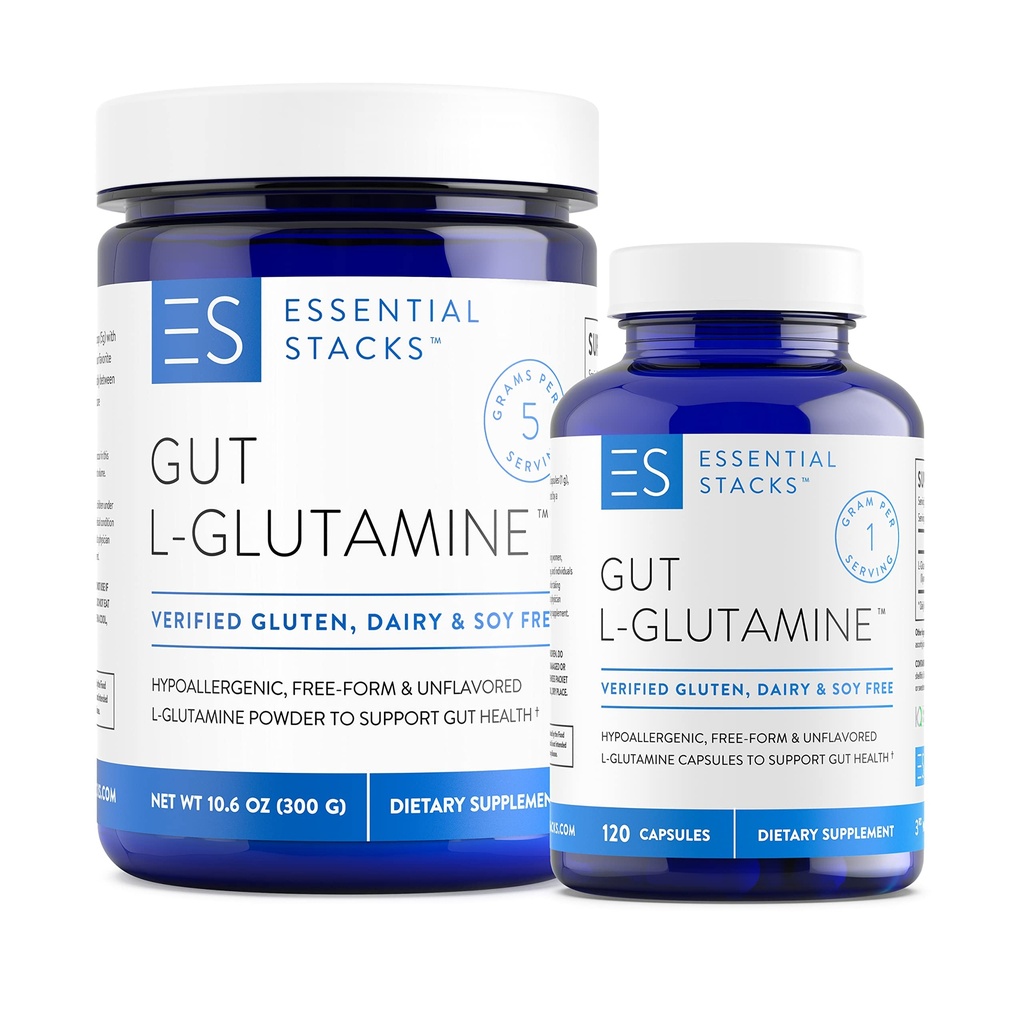 Stacks Escally L- Glutamine Home & Away Bundle - L Glutamine Powder & Capsules