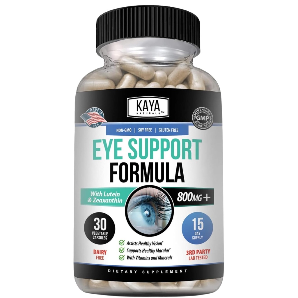 Suplemen Kesehatan Mata Kaya, Lutein dan Hobxanthin, Vision Health, Eye Strain Dukungan 800 mg Vitamin Tambahan 30 Kapsul