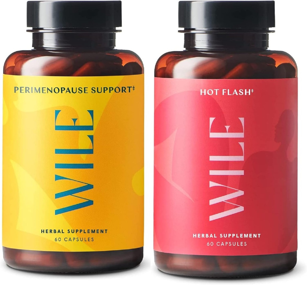 Dukungan Wile Perimenopause + Hot Flash Suplemen, 2- Pack Menopause Dukungan untuk Perempuan, (2) Botol 60 Capsules Masing-masing, 120 Total