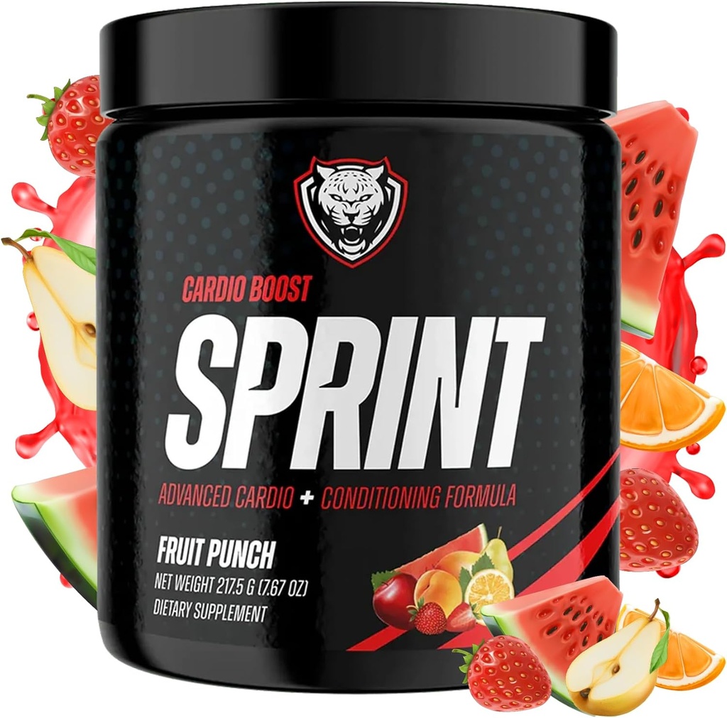 6AM Jalankan Sprint - Pra Bahan Bakar Kerja untuk Boost Energi Instan untuk Cardio dan Fokus - Tidak ada Jitters, Energi Tinggi Kondisasi Formula - Semua Natural, Keto, Vegan (Fruit Punch, Full Bottle)