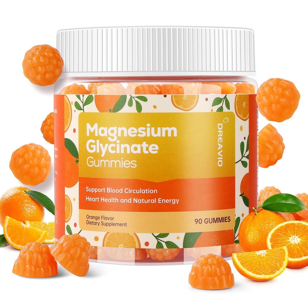 90 Count Magnesium Glycinate Gummies 400mg w / Ashwagandha Suplement - Sugar Free Zinc Magnesium Glycinate Suplemen Ashwagandha Gummies for Dewasa Orange Flavor