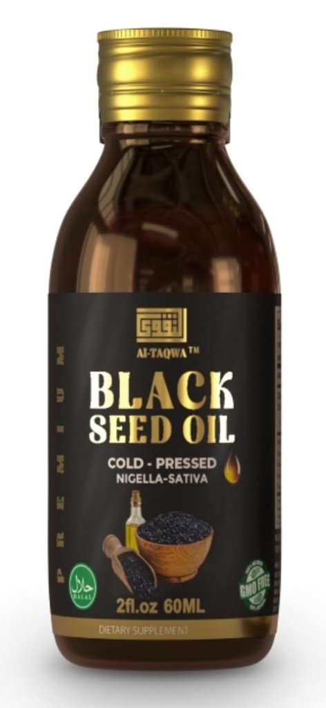 Minyak Benih Hitam, Kumin Hitam Murni (Nigella Sativa) Kalonji, Dingin Menekan, Unfure, Thymoquinone, Vegan Friendly, Non GMO, Cair 60ml