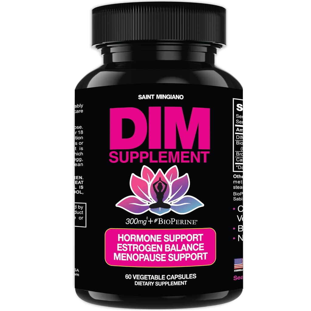 Tambahan DIM 300 mg - Keseimbangan Hormone untuk Perempuan, engkau 124; Estrogen Suplemen untuk Wanita dengan Hot Flashes & Night Sweats 124; Aids in Menopause Symptoms, Estrogen & Oestrogen. 60 Capsules