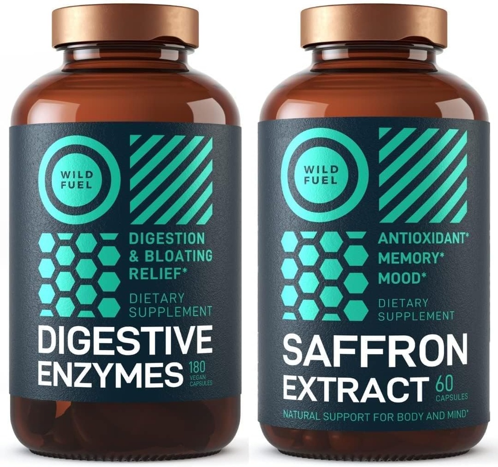 WILD FUEL Digetical Enzymes and Saffron Extract Capsules Dietary Bundle