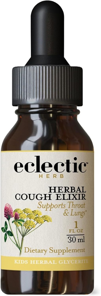 Eclectic Institute Kids, Herbal Cough Elixir, Black Cherry Flavared 124; Non-GMO, Gluten- Free 124; 1 fl oz (30 ml)