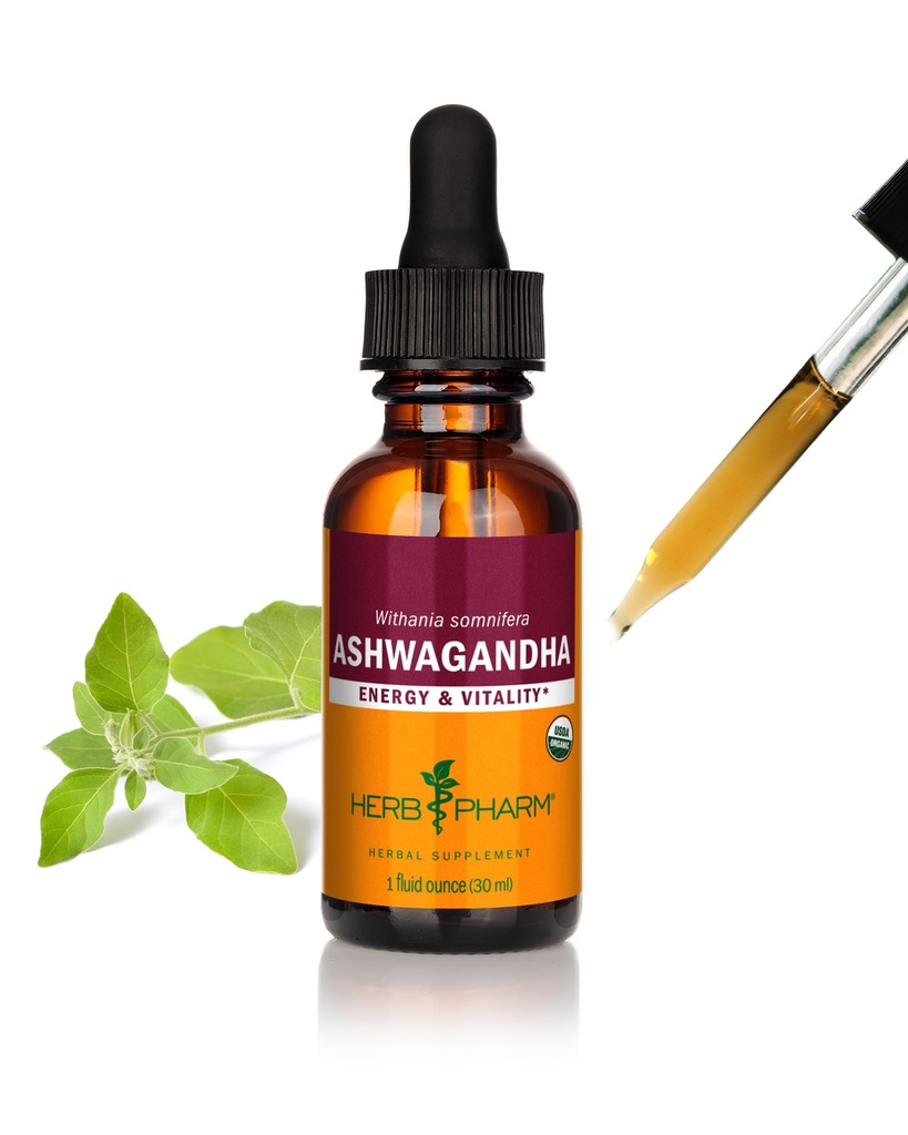 Herb Pharm Sertifikasi Organik Ashwagandha Ekstrak Energi dan Vitalitas, Grain, Alkohol Cane Organik, 1 Ounce